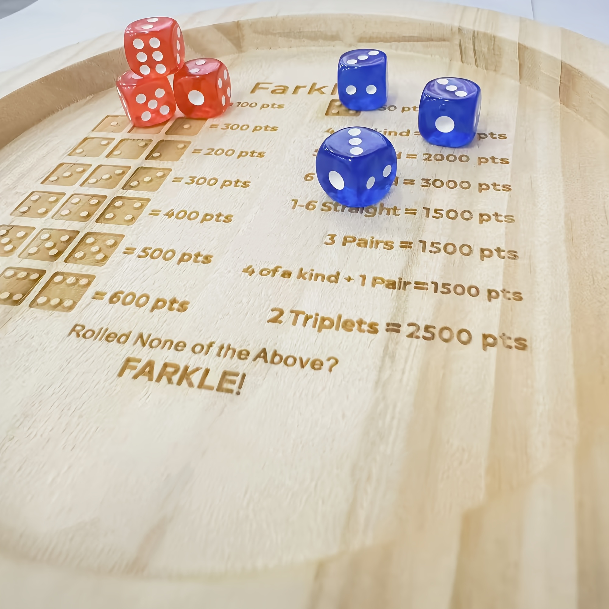 Farkle Dice Tray, Farkle Classic Dice Game Tray Wooden, 6 Dice or 3