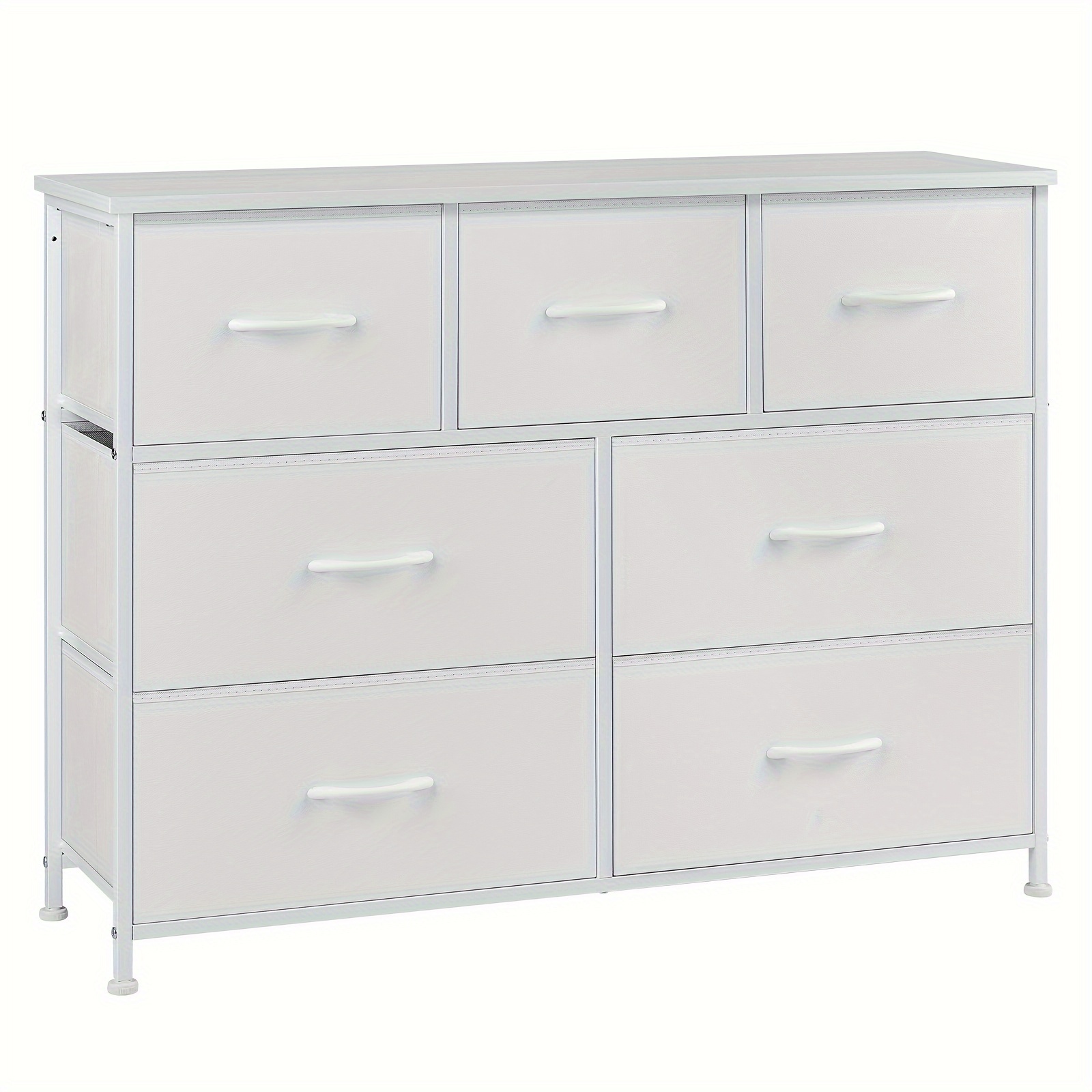 

7-drawer White Dresser With Fabric Bins, Metal Frame - Lightweight Storage Organizer For Bedroom And Living Room, , Dresser For Bedroom