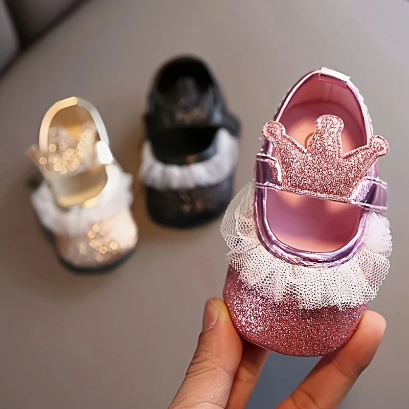 6471d9e8-ac73-4421-83c6-0da0b0f37d24.jpg ' Sparkling Rhinestone-Adorned Baby Shoes - Soft Sole First Walkers with Snap Closure, Breathable Fabric Princess Party Outfit 0-18 Months