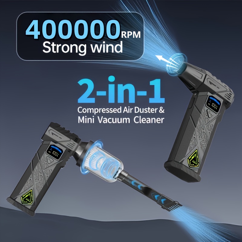 suction and blowing integrated powerful         handheld   fan   cleaning vacuum cleaner 400 000rpm high speed brushless motor 320    pressure   power 220w with led lighting function battery display suitable for yard blowing car leaf and snow blowing keyboard and window   dust blowing