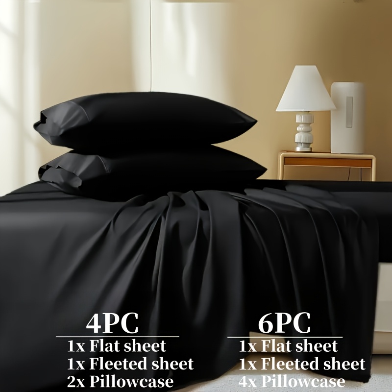 4/6pcs King Extra Deep Pocket Sheets Set, Luxury Hotel Style Ultra Soft Cooling Bedding, Breathable Wrinkle Free with Side Storage Pocket, Durable No Fade No Static Fit Thick Mattress Bedroom Essentials