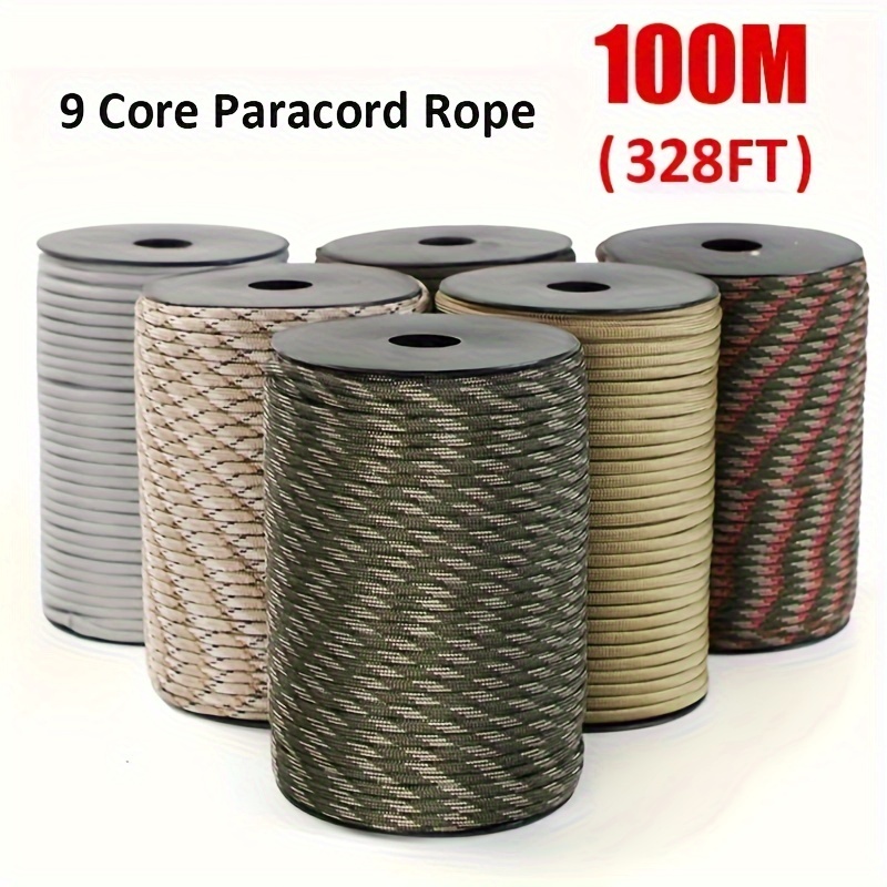 

100m/328ft 9- Paracord Rope, 4mm Outdoor Cord Rope, Camping Survival Equipment Tent Lanyard Strap Clothesline