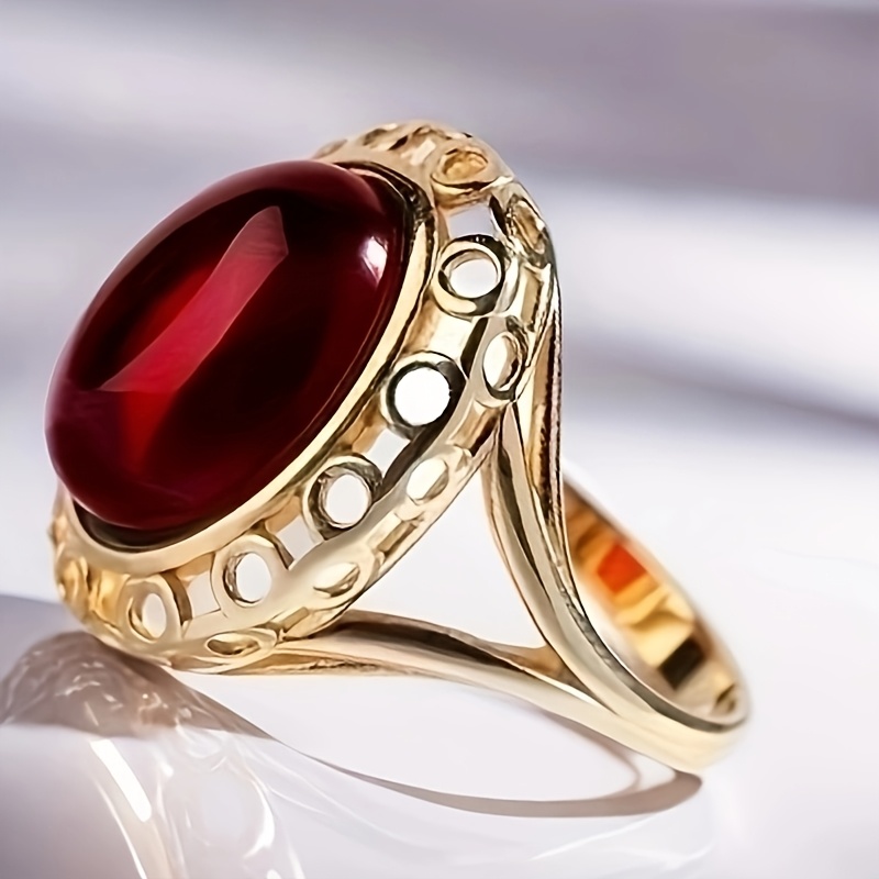 Women's Hollow Oval Resin Fashionable Single Ring