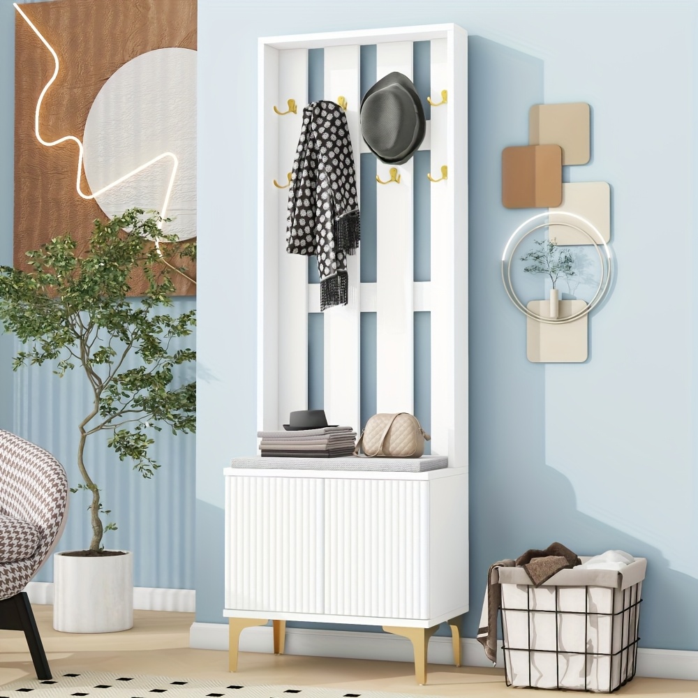 1pc wall-mounted coat and hat rack, 1pc, golden metal vertical