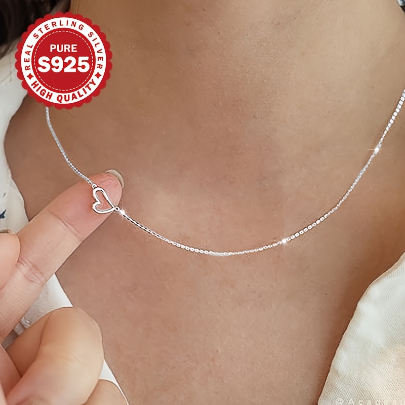 Women's Vintage Heart-Shaped Pendant Necklace, S925 Silver