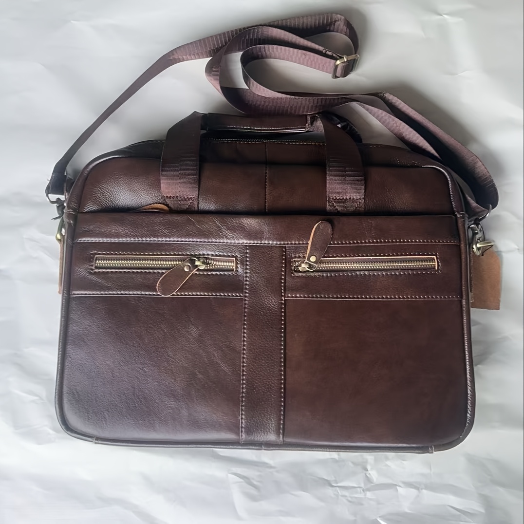 Maletín de Cuero para Laptop cm Hombres y Mujeres, Correa  Ajustable Desmontable, Bolso Mensajero con Múltiples Compartimentos,