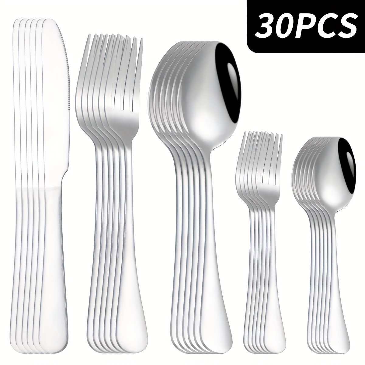 TEMU 30pcs Stainless Steel Rainbow Flatware Set, Colorful Silverware Set, Iridescent Cutlery Utensils Set Service For 5, Mirror Polished, Dishwasher