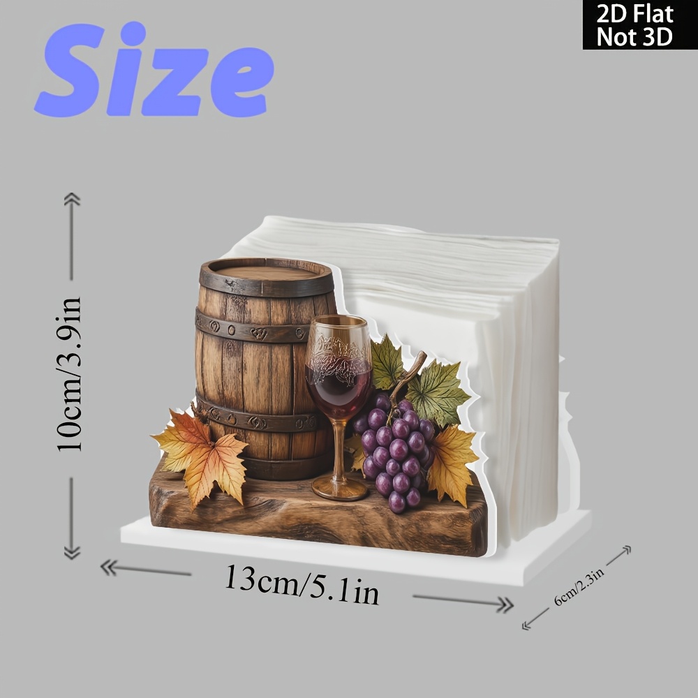 TEMU 1pc, 2d Flat, Modern Minimalist Style Tissue Dispenser, Wine , Grapes And Wine Glasses, Napkin Holder, Suitable For Dining Tables, Restaurants,