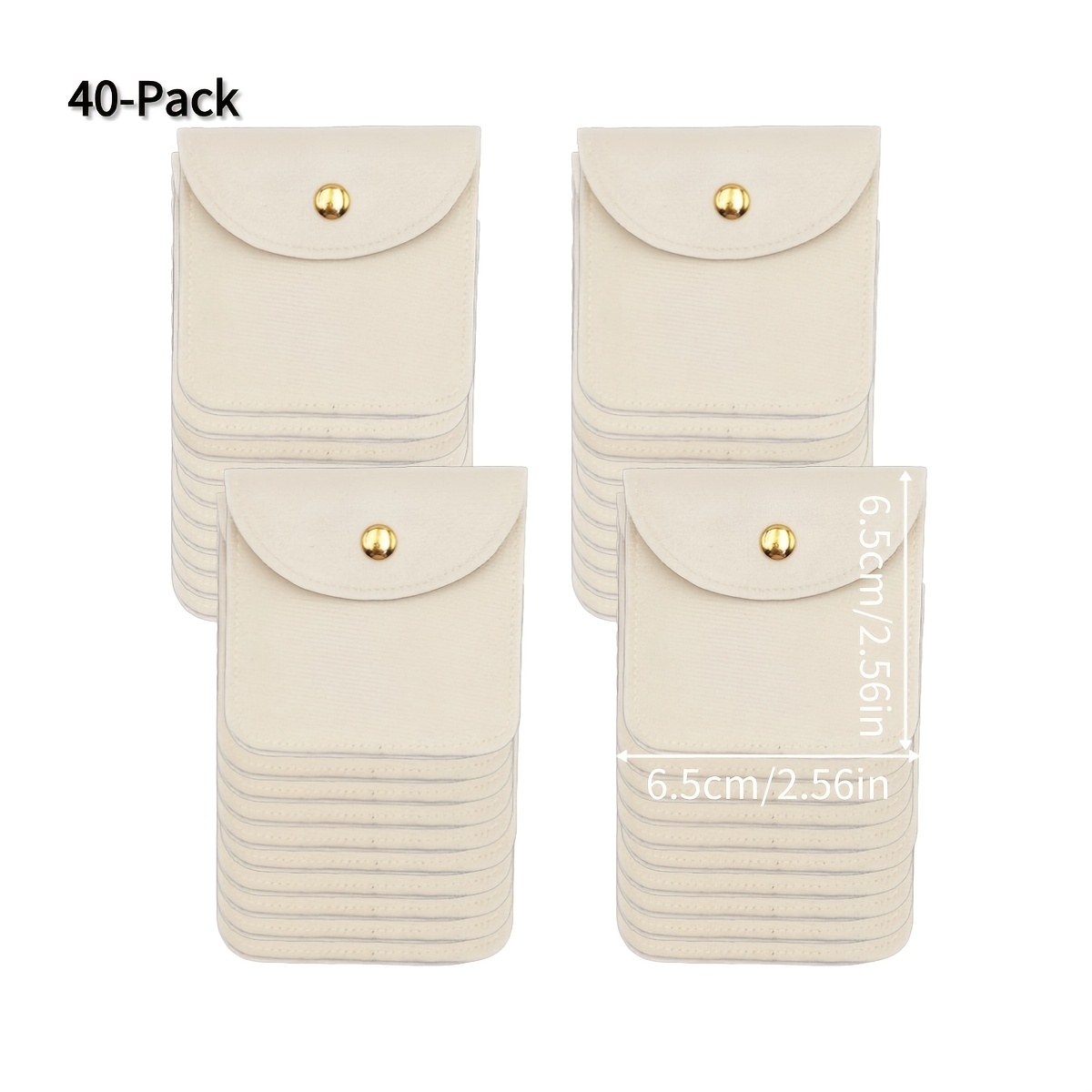 TEMU 40-pack Velvet Jewelry Storage Bags, Anti-scratch Jewelry Pouches, Ring And Earring Snap Closure Organizer Bags, Portable Travel Compartments,