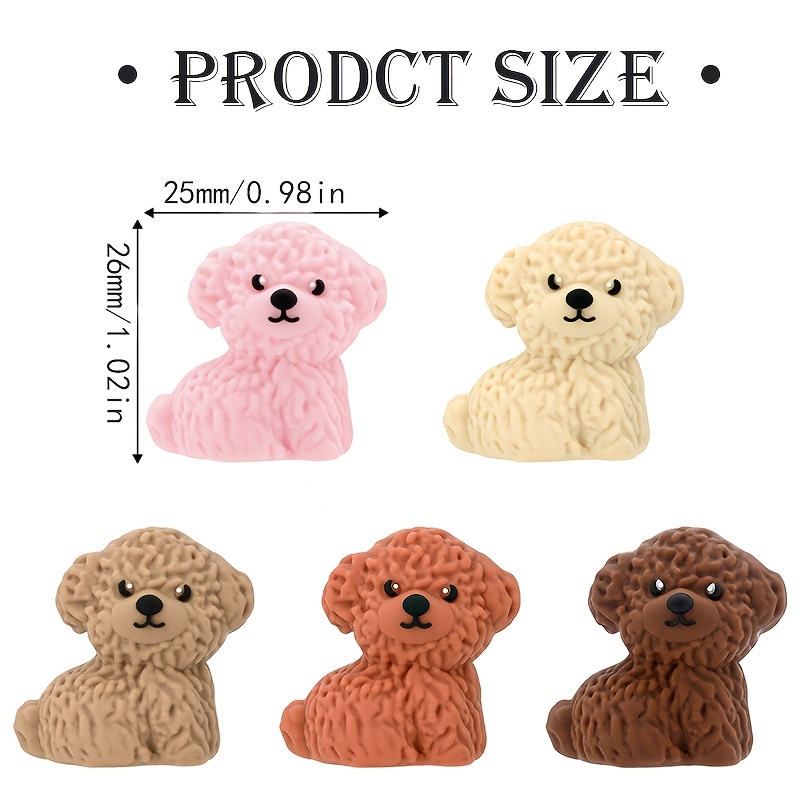 TEMU Confezione da 5 pezzi (5 pezzi per ordine) Perline in a forma di cane - Colori casuali adatte per artigianato fai da te, creazioni, ciondoli per