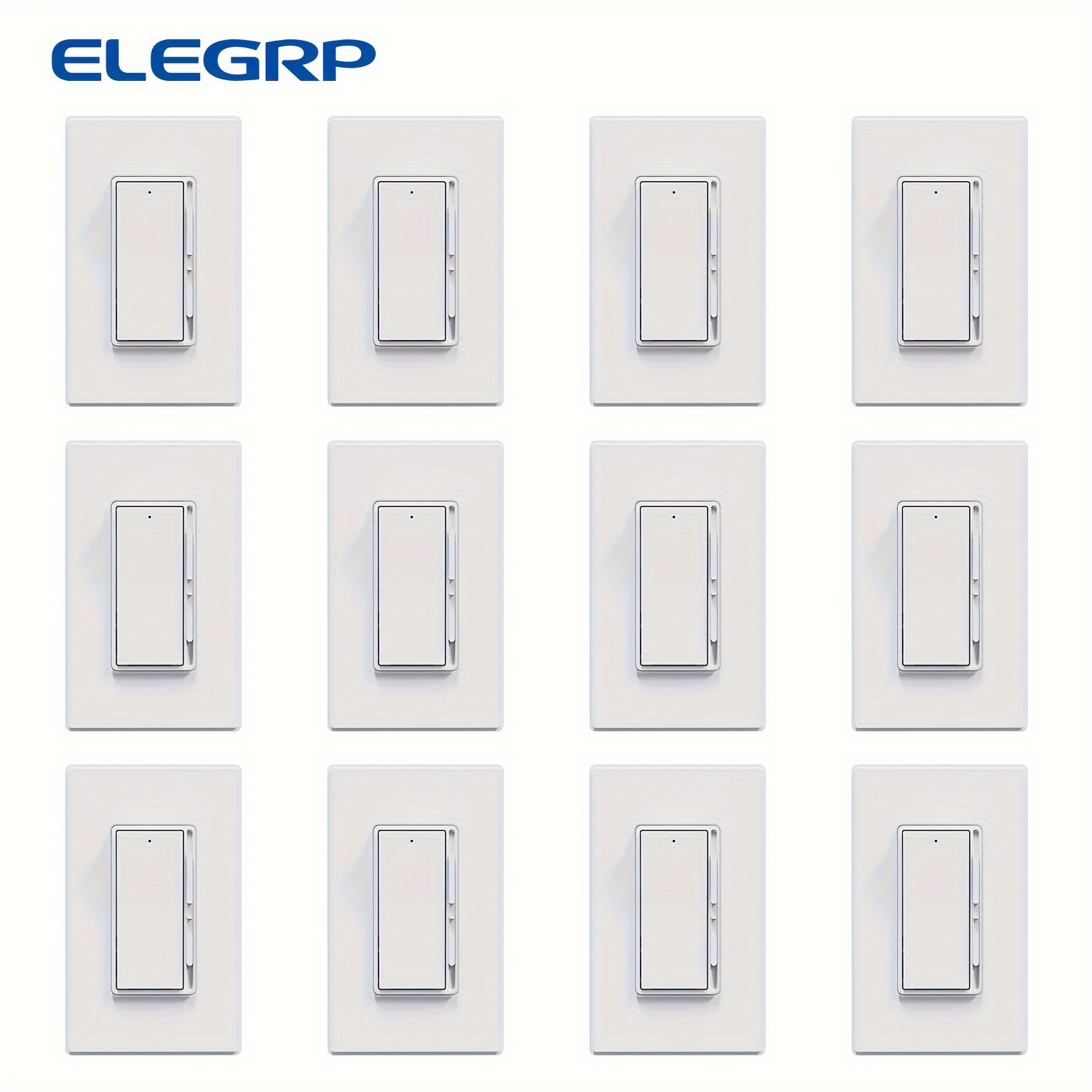 

Elegrp, 12 Packdigital Switch For 300w Dimmable Led/cfl Lights And 600w Incandescent/halogen, Single Pole/3-way Led Slide Switch, Wall Plate Included, Ul Listed, Matte White