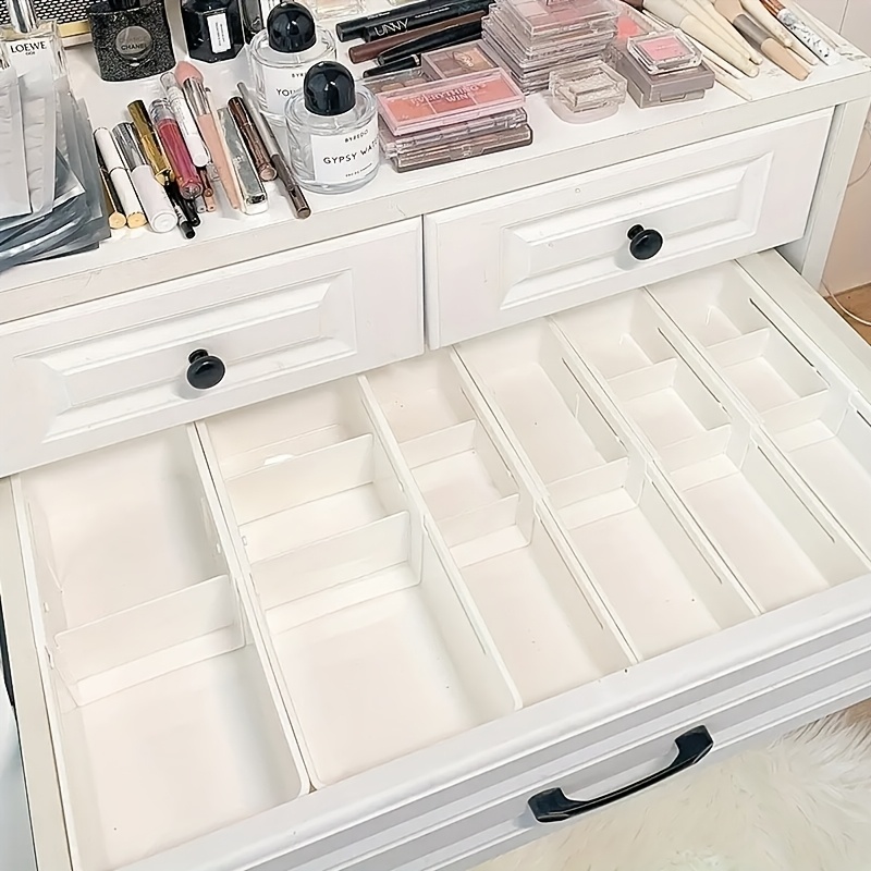 

1pc Adjustable Plastic Cosmetic Organizer - Multifunctional Extendable Drawer Storage Box For Makeup, Kitchen Utensils & Stationery - Under-counter Bathroom Accessory Without Electricity