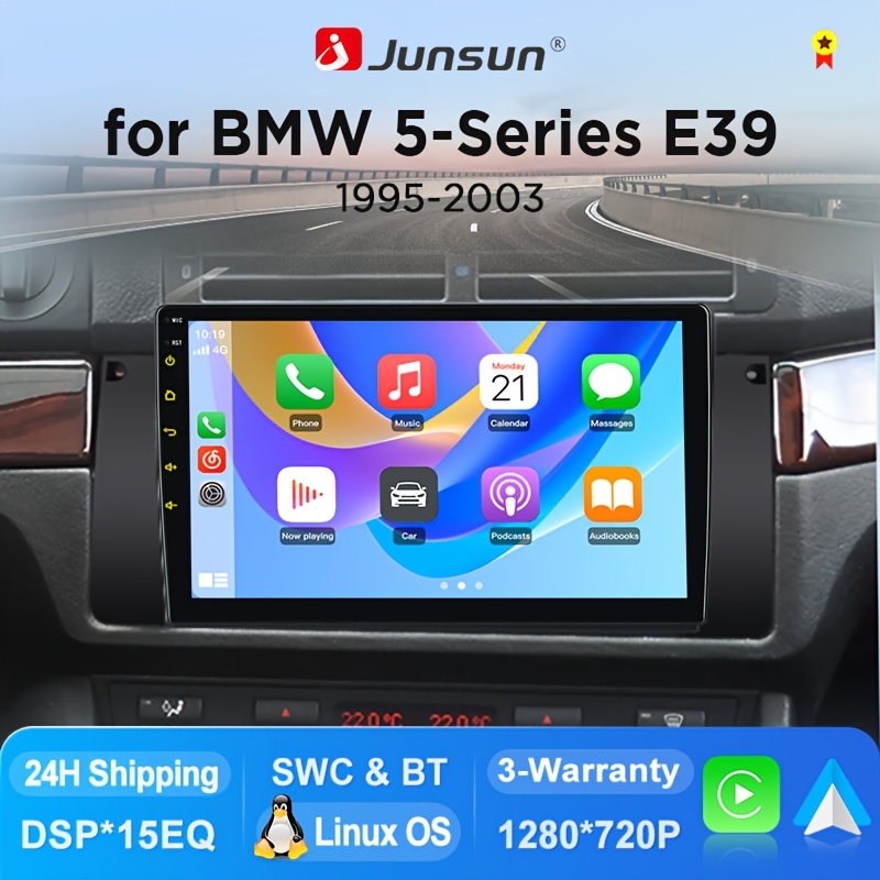 Image of Junsun System Carplay Multimedia Player For 5-series E39 1995 1996 1997 1998 1999 2000 2001 2002 2003 Touch Screen Car Stereo, With Can-bus And Frame, For Gifts, Without Battery