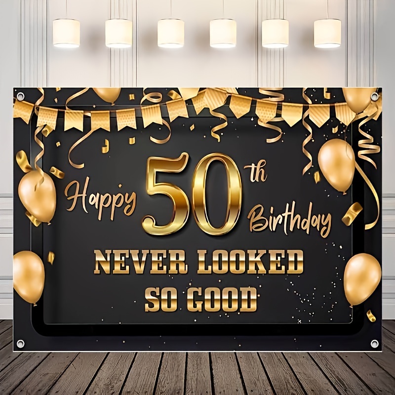  Cartel de fondo de feliz cumpleaños 50, decoraciones