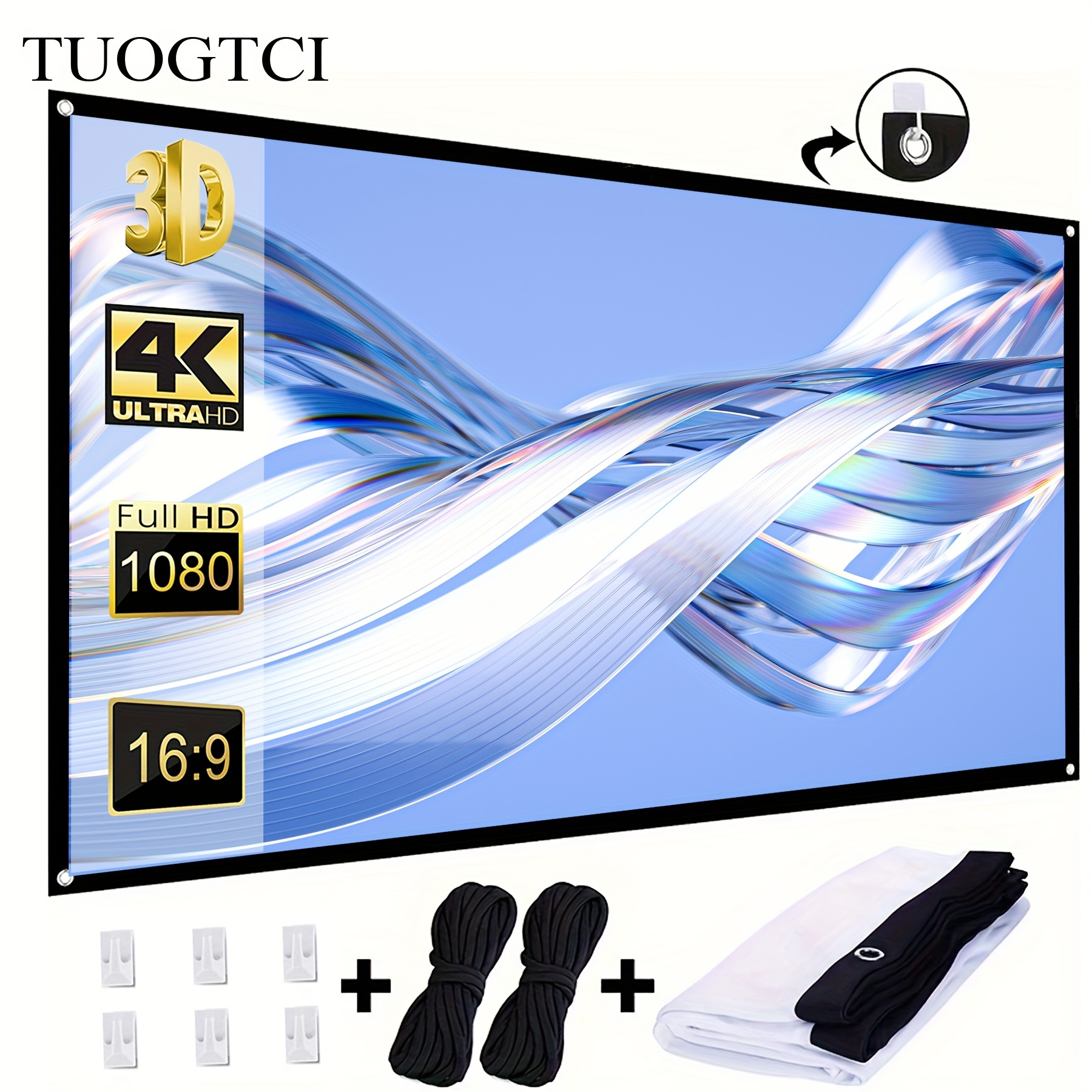 

Tuogtci 60-inch Anti-wrinkle Portable Projector Screen, 16:9 Hd 4k & Full 1080p Support - Foldable, Dual-sided Viewing For Home Theater, , Office, Classroom & Parties, Includes Carrying Bag, Tuogtci