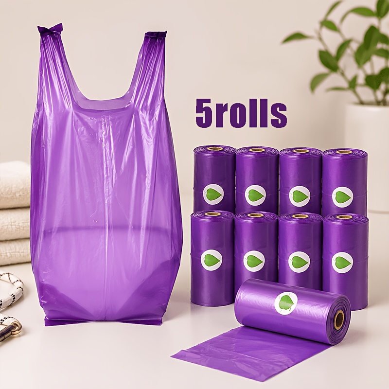 TEMU 75pcs - 5 Rouleaux de Sacs à Déjections Canines Épaissis pour Sac à Main, Sacs à Déjections Canines Anti-Fuite, Fournitures de Nettoyage pour