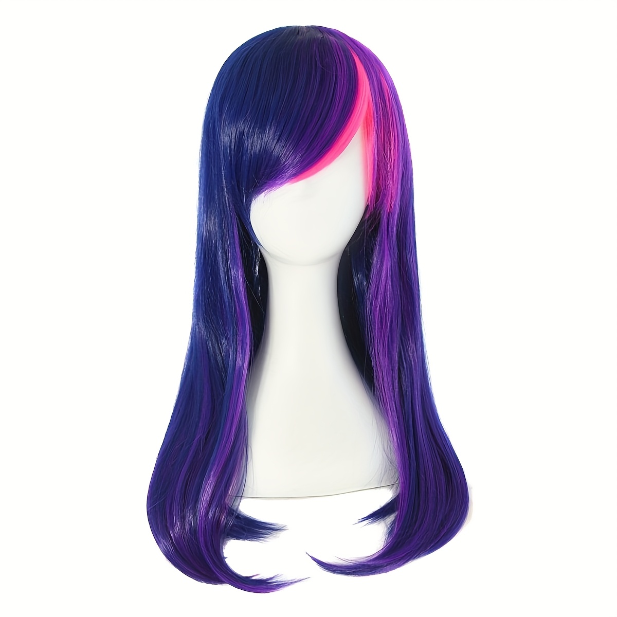 TEMU Purple Wig With Side Bangs For Anime Cosplay, Perfect For Halloween Costume Parties