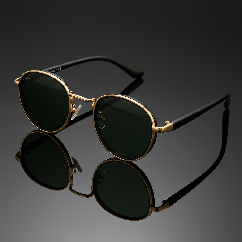 retro round frame fashion glasses mens and womens unisex metal hinges pc lenses lightweight and stylish suitable for casual wear decorative glasses with golden embellishments eyeglasses fashion glasses durable glasses