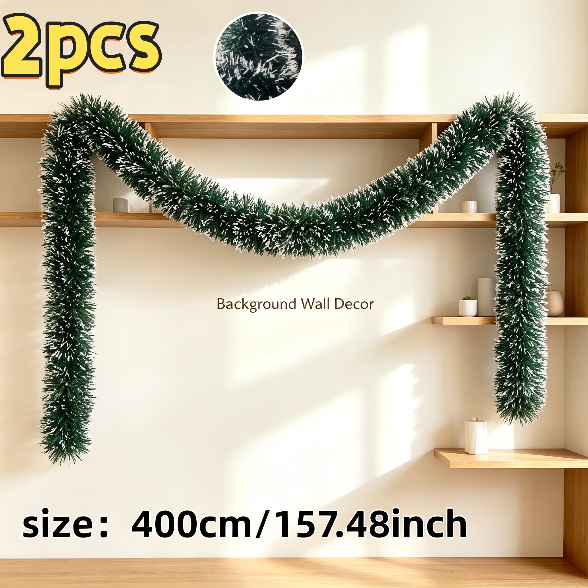 TEMU 2pcs Set = 8 Meters Light Luxury Extended Holiday Decorative Christmas Wreath, Suitable For Living Rooms, Courtyards, Front , Fences, Exterior