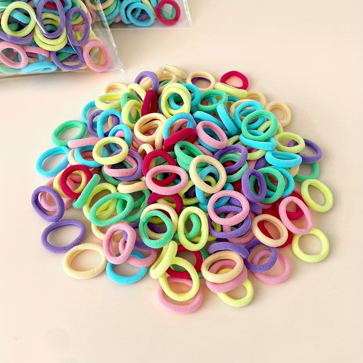 100pcs Mixed Color Sweet Candy Style Small Rubber Band Headband