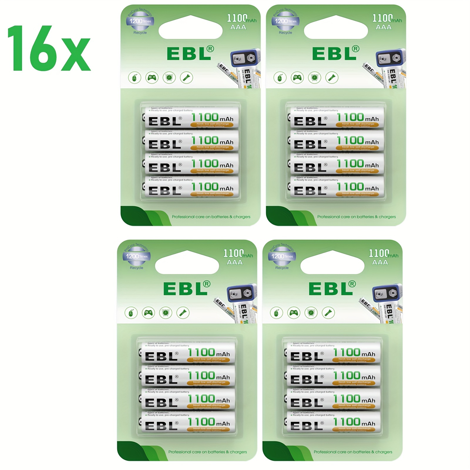 TEMU Ebl Rechargeable Aaa Batteries 1100mah Ni-mh Batteries, Aaa Battery With Retail Package