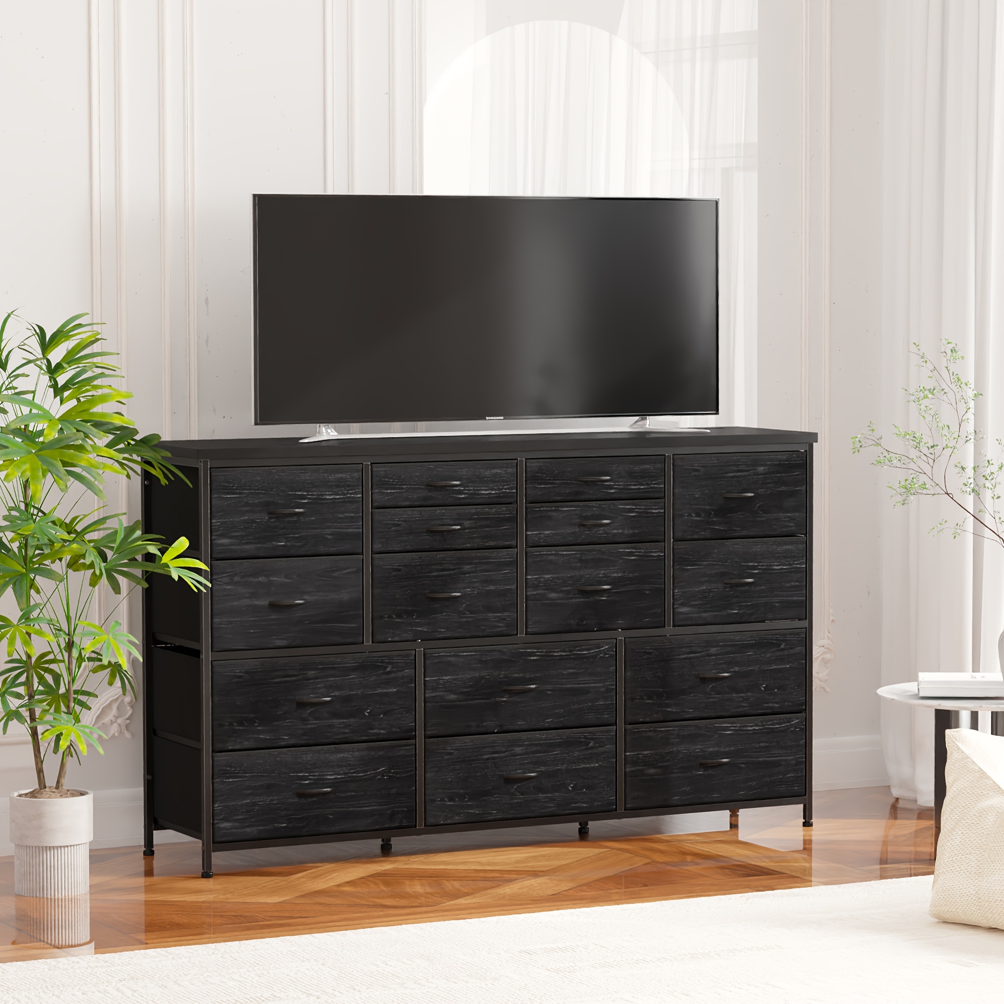 

Dresser Tv Stand With Power Outlet Tv Stands For Living Room Dresser For Bedroom With 16 Drawers For 60" Tv Stand With Storage Tv Stand For Bedroom Media Table 51.1''w*11.8''*34.8''
