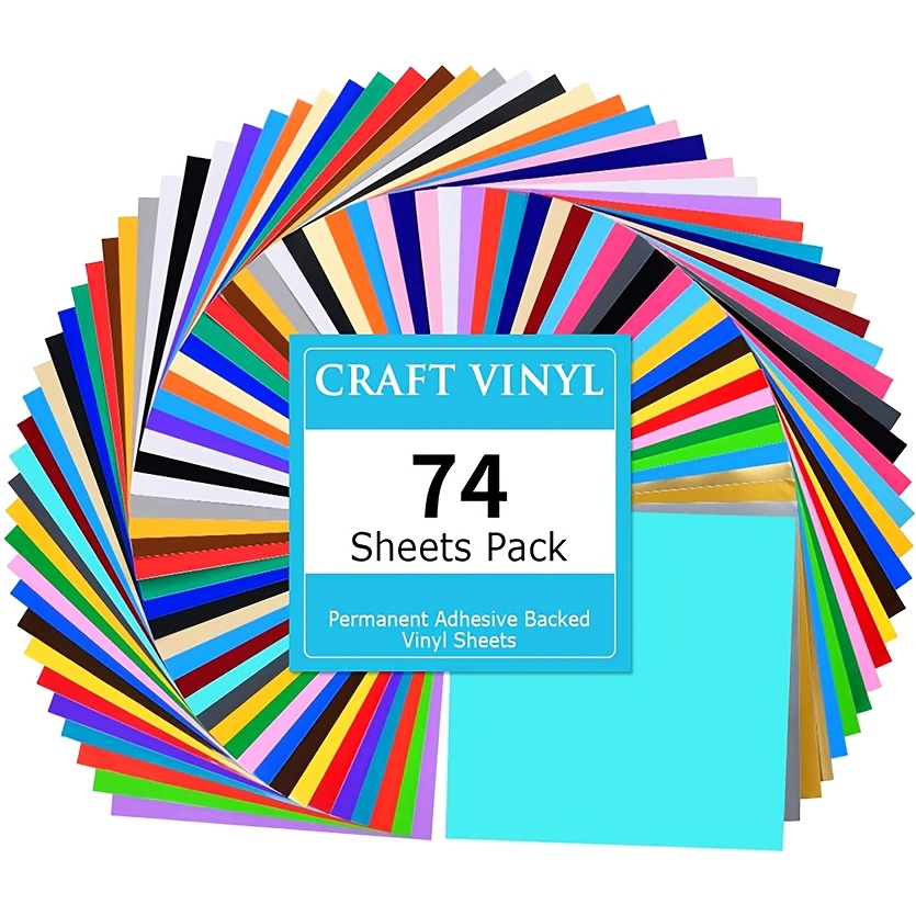 Image of 74pcs Vinyl Decal Stickers - Self-adhesive, Permanent Vinyl For Home Decor, Signs, Banners & Window Graphics - Assorted Colors Suitable For Cutting Machines Of Holiday Greeting Cards