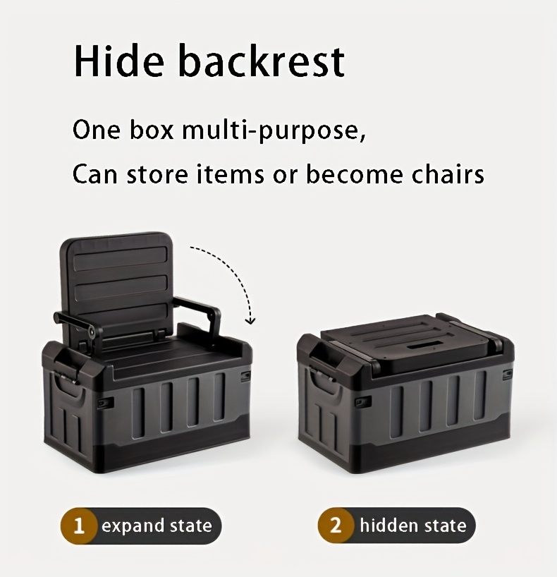 Gray Outdoor Folding Storage Box, Suitable for Car Trunk Storage, Collapsible Camping Box, Portable with Large Capacity for Camping Gear And Moving, Durable And Heavy-Duty Storage Solution