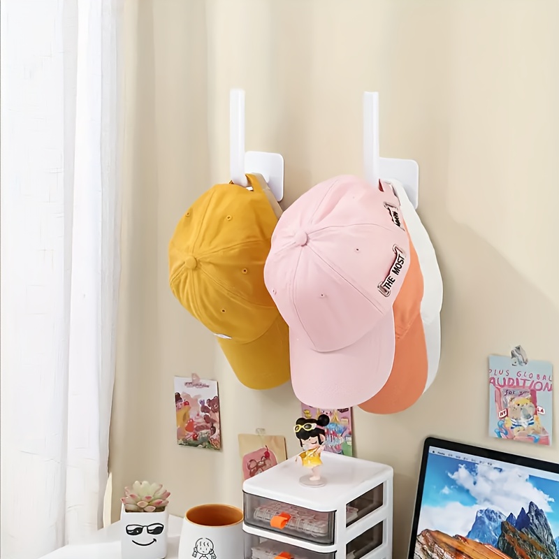 1 2pcs baseball cap hanger multifunctional hat rack hat storage organizer hair ring storage rack wall mounted door and bedroom wardrobe use 0