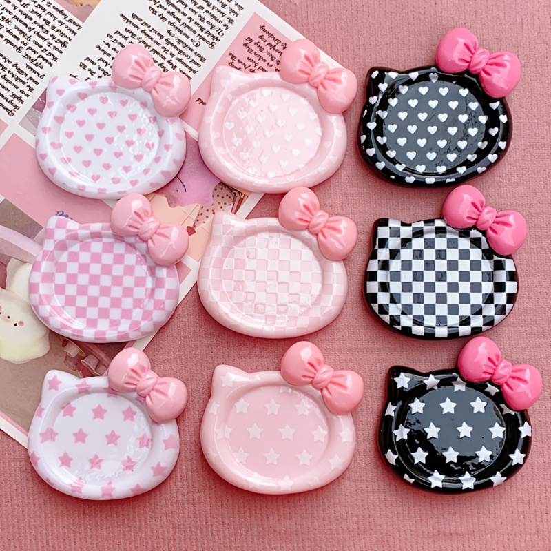 

5pcs Whimsycrafts Resin Bow-kitty Plates For Handcrafted Decorative Cup & Jewelry Patch Making