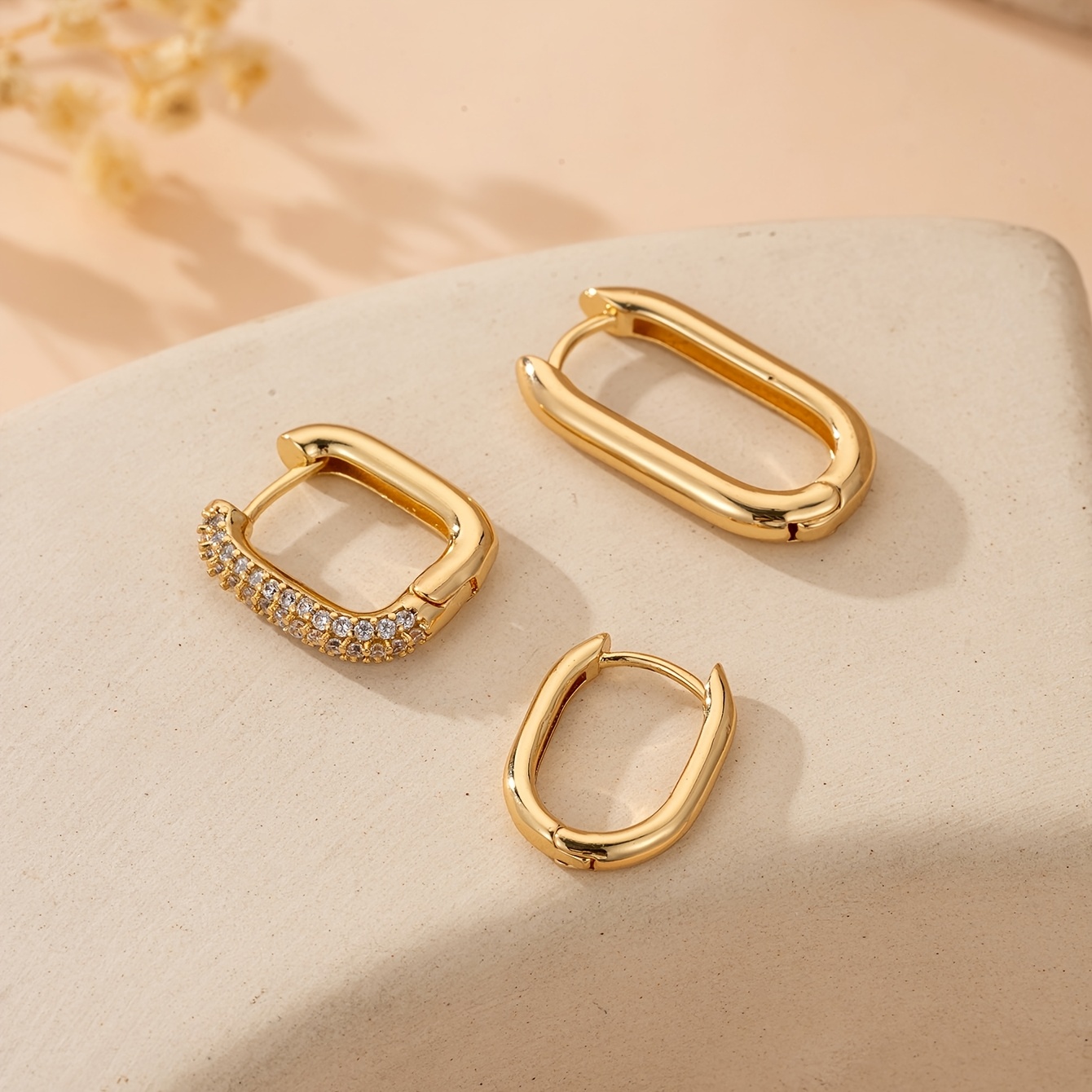 TEMU 3pcs Elegant Men's Fashion Earrings, Exquisite Vintage--shaped Earrings With Synthetic Synthetic Cubic Zirconiaia, Banquet And Daily Jewelry
