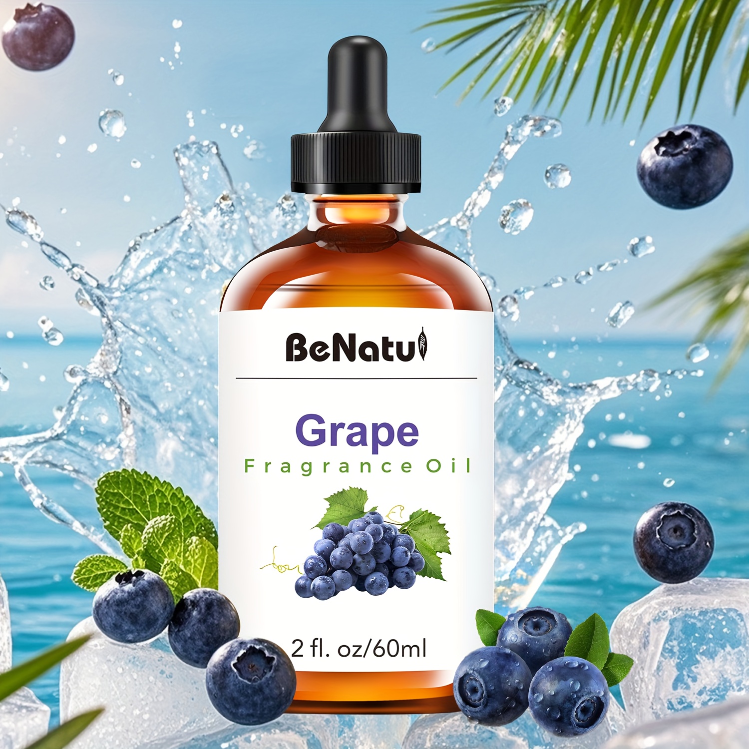 TEMU 60ml (2.03fl.oz) Benatu Blueberry Fragrance Essential Oil - Long-lasting Fruit Scent, For Diffusers, Humidifiers, Diy Candles & Soap Making, &