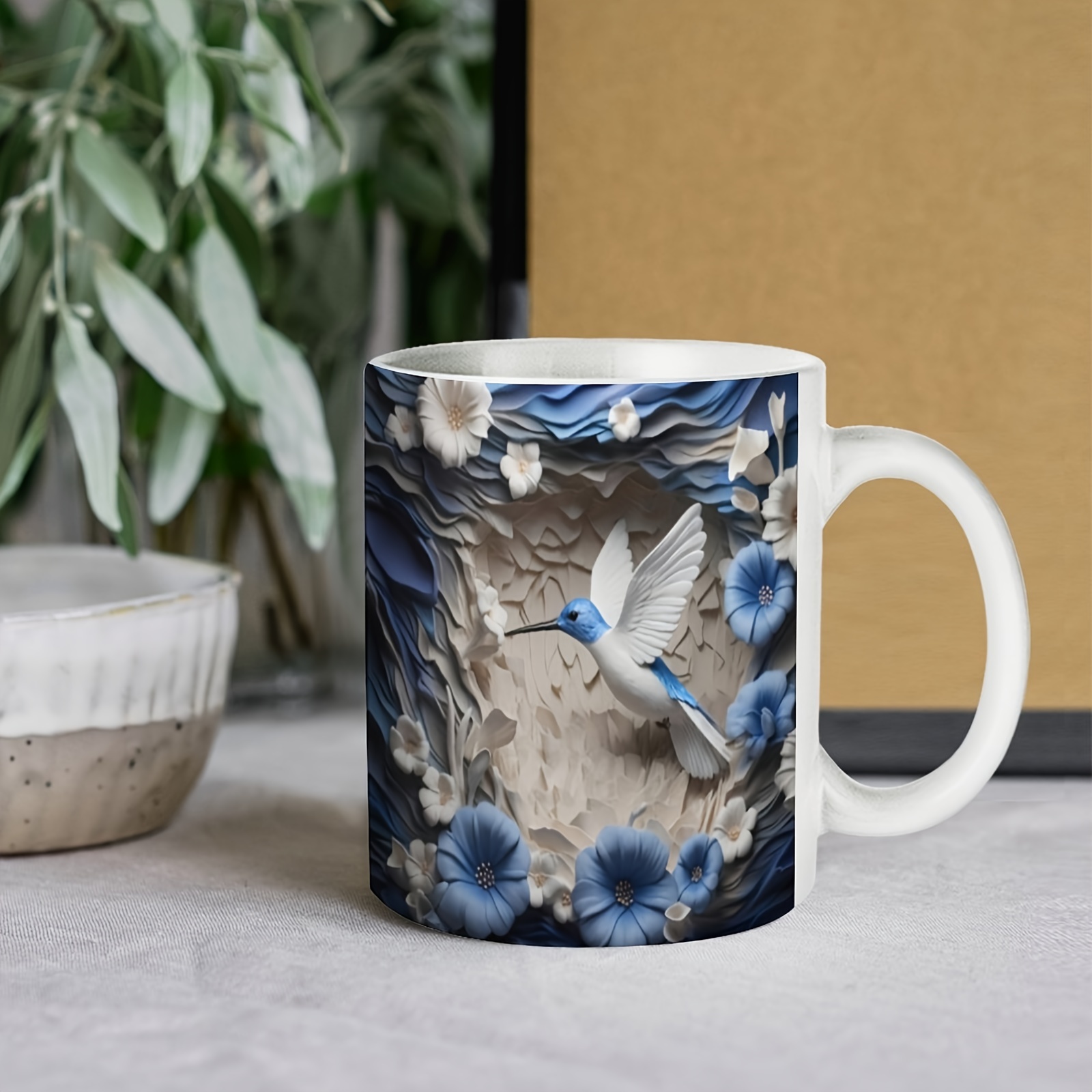 1pc 11oz 330ml creative hummingbird ceramic mug portable - Temu