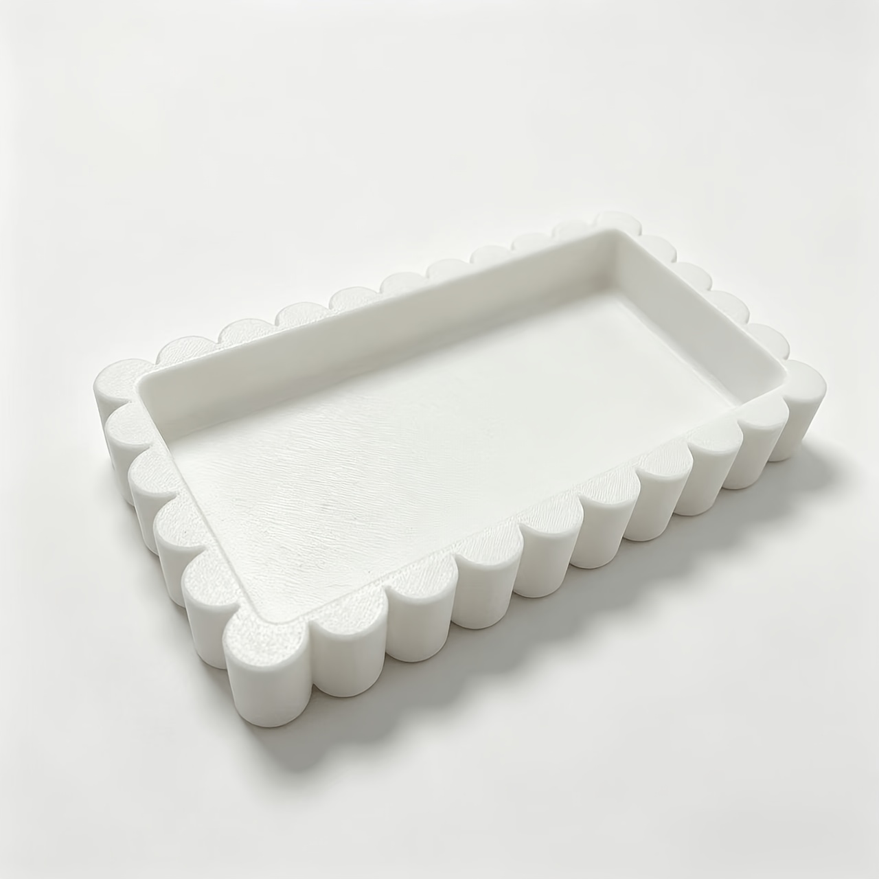 TEMU 1pc Fan-shaped Grooved Bathroom Tray, Dressing Table Jewelry Organizer, Compact Rectangular Desktop Organizer, Bedside Table Small Item Storage