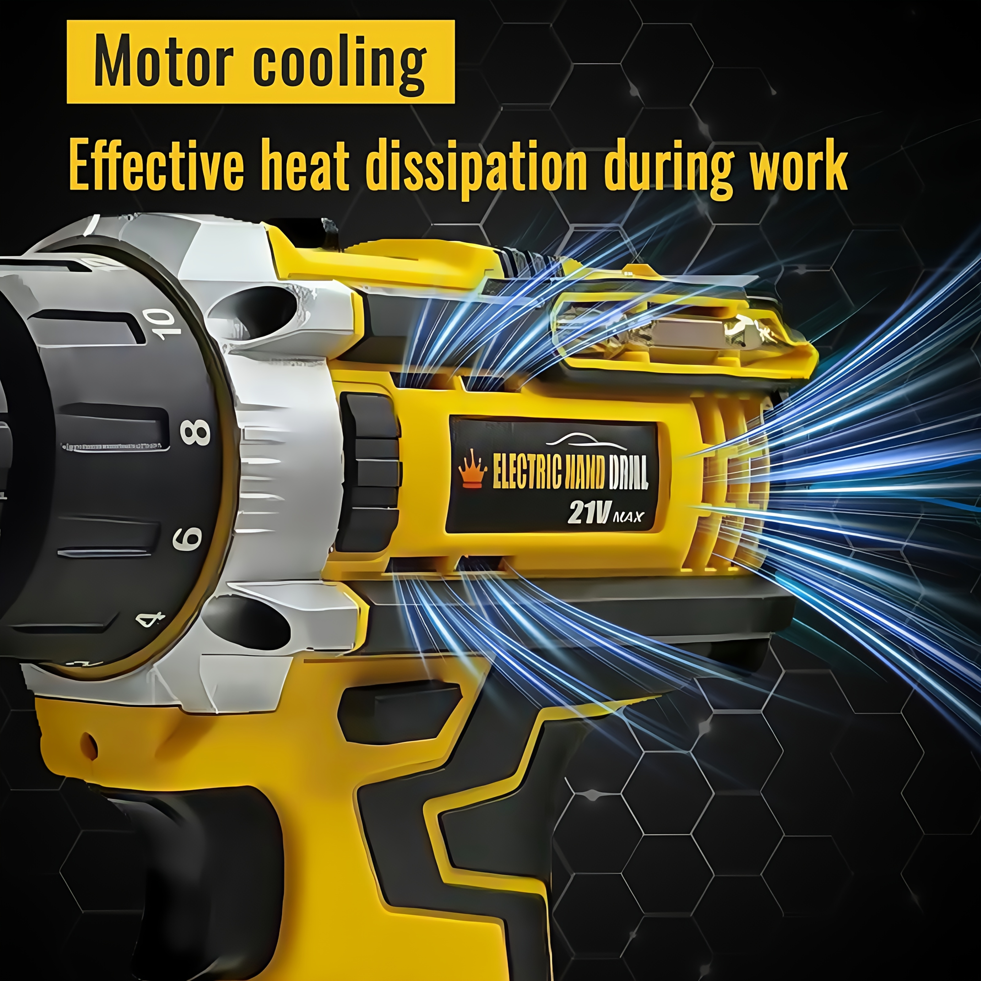 lithium ion cordless drill kit drill set with battery and charger 3 8 inch keyless   variable speed 16 position adjustment and 24 drill bits red yellow blue color scheme ergonomically   household power tool Product details 5