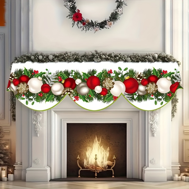 

Merry Christmas Fireplace Mantle Scarf - Candy & Design, Polyester Table Runner For Decor, 19.6"x78.7, Best For Christmas