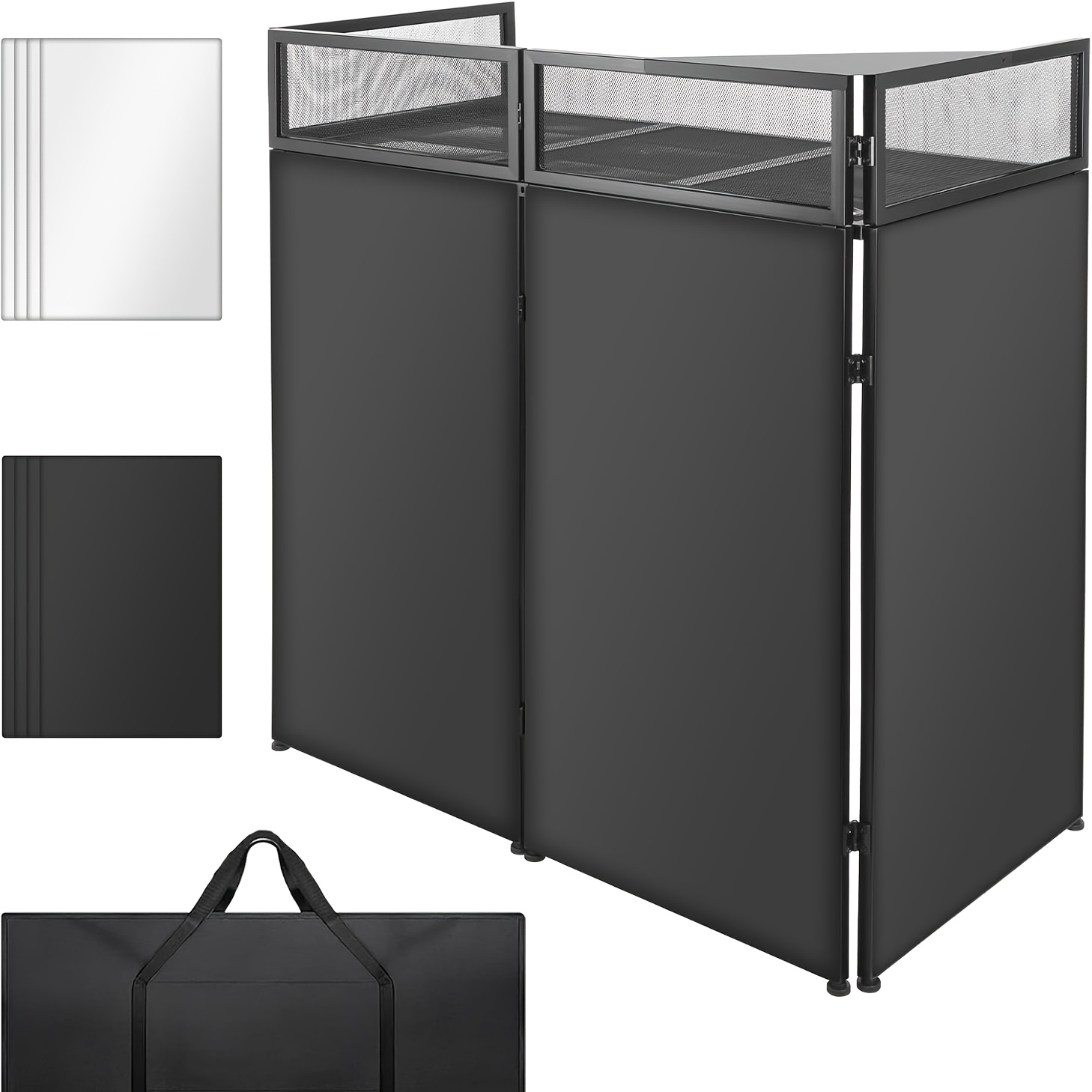 TEMU Portable Dj Table Station, 45"x44"x21" Dj Event Booth With Black & White , Metal Foldable Frame Dj Stand With Carrying Bag