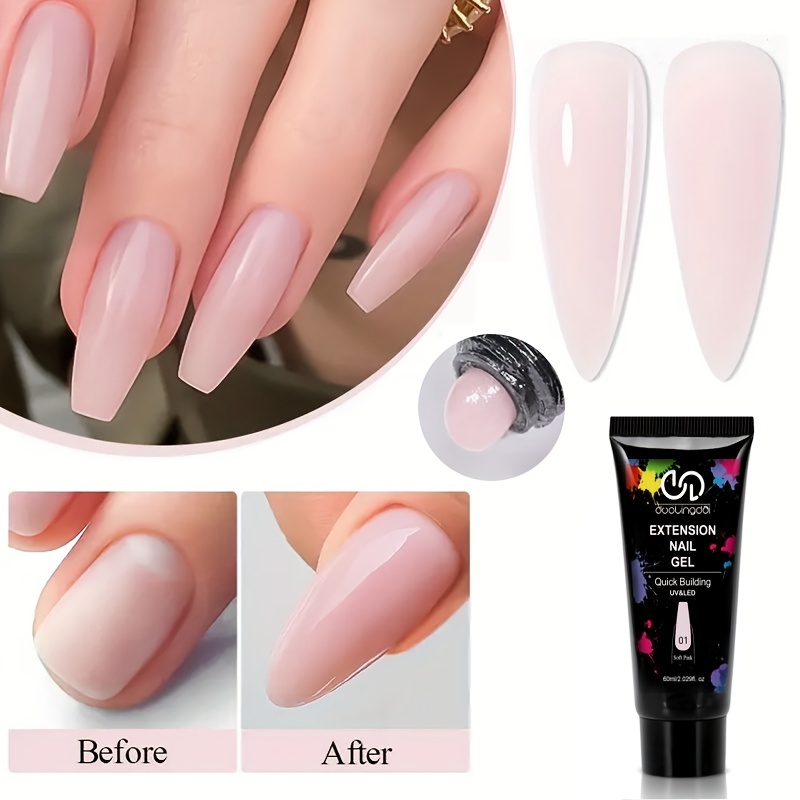 60ml High Capacity Extension Gel, Semi-permanent Formula, Toothpaste Shaped Bottle For , Protects And Artificial Nails, Ideal For Beginner Diy Nail Art.