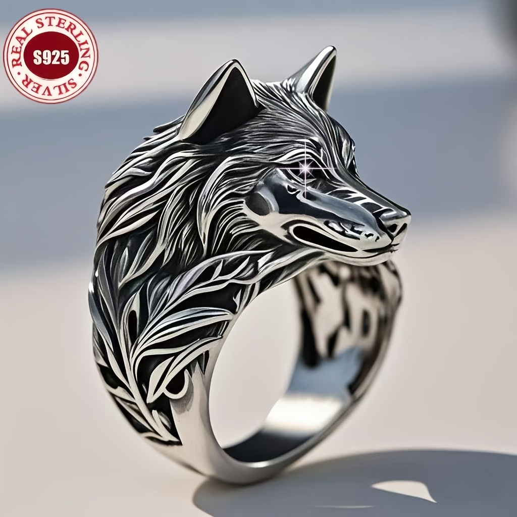 TEMU Bague S925 plaquée argentée à , vent, , tendance moto pour homme, collision entre puissance sauvage et esthétique artisanale, le meilleur cadeau