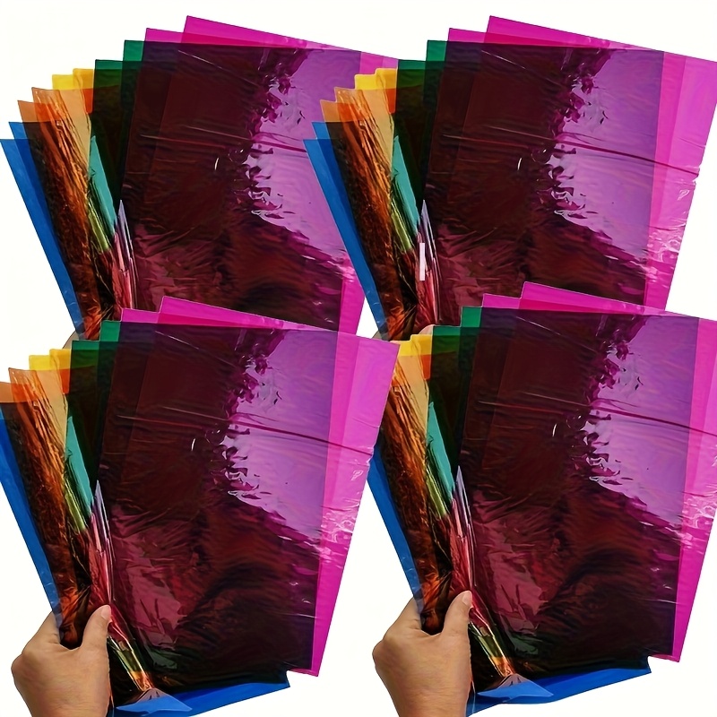 E-shop 14 Stück A4 transparente Kunststofffolien, 8 Farben – glatt, ideal für DIY-Bastelarbeiten, Geschenkverpackungen, Laternenherstellung