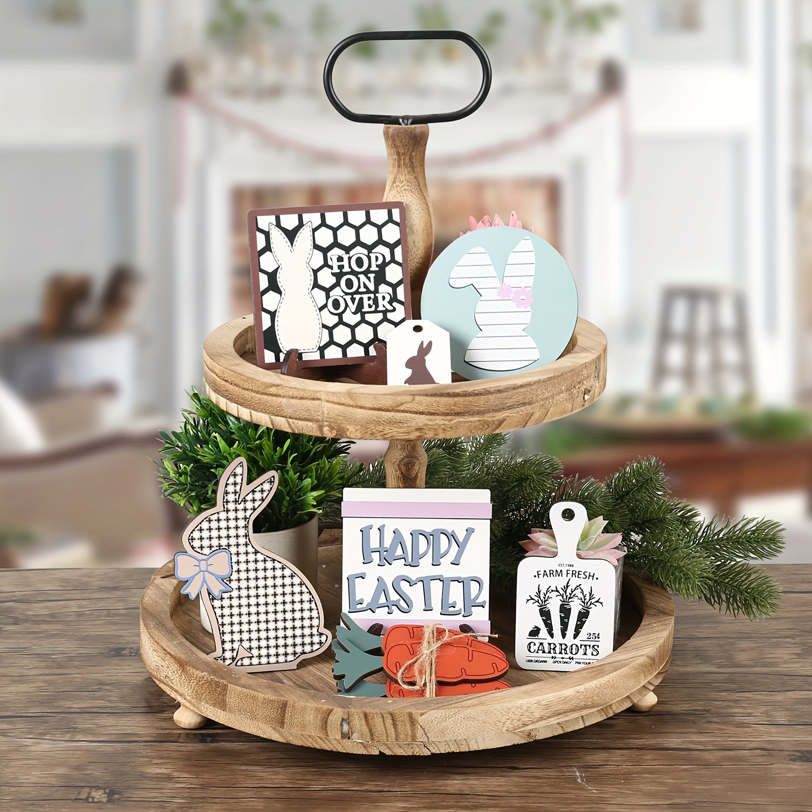  The Ultimate Farmhouse Tiered Tray Decor Set - Beautiful Year  Round Seasonal & Easter Holiday Decoration Bundle - The Perfect Spring &  Valentines Centerpiece Design for Home & Kitchen Decor 