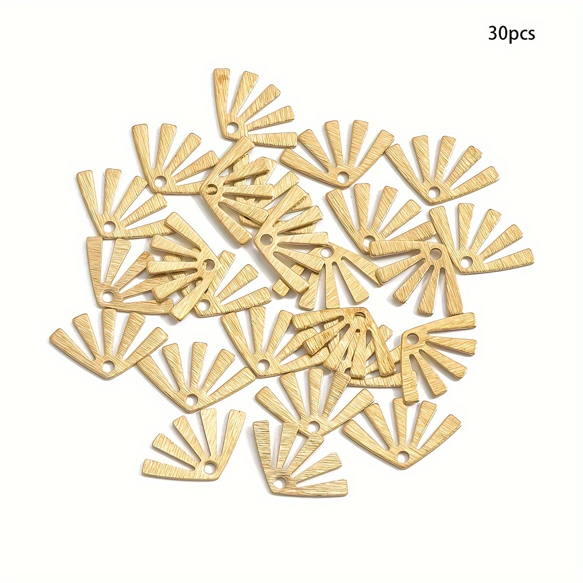 TEMU 30/100 pièces Mini Pendentifs en Laiton d'Éventail avec Trou Unique et Brossés - Breloques Miniatures pour Bricolage, Fabrication de Bijoux,