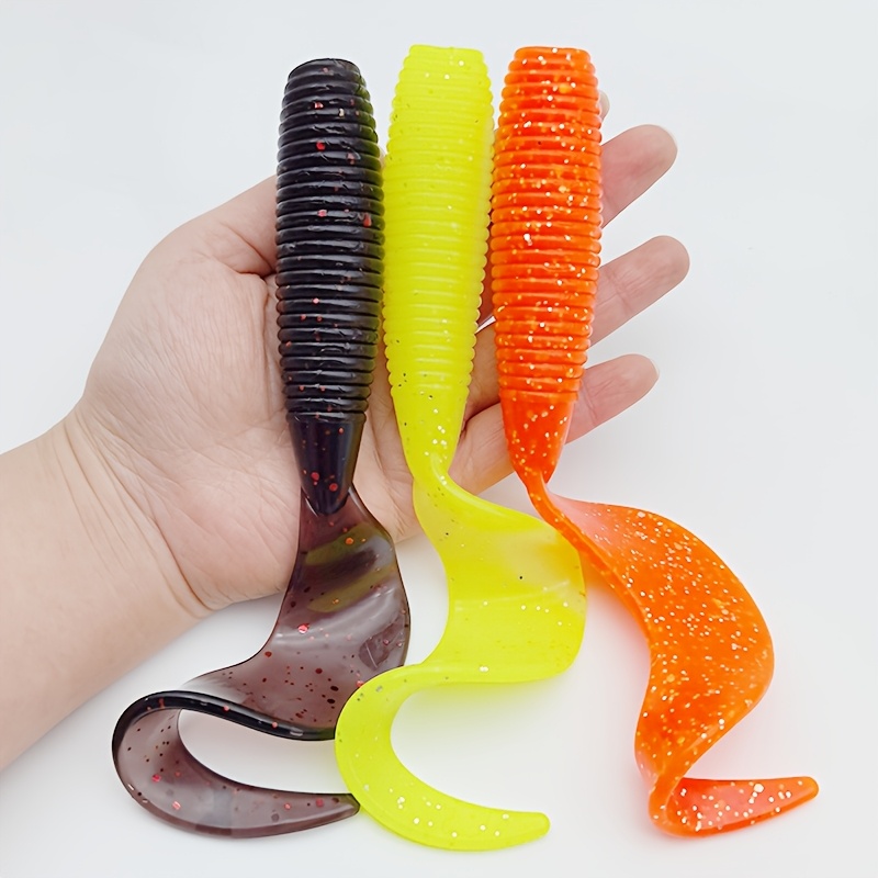 

2pcs Soft Fishing Lures, 6.5"/52g - Vibrant Bass Tail Artificial In Yellow, Orange, & Red - Pvc Material, - Ideal For Freshwater & Saltwater Fishing, Fishing