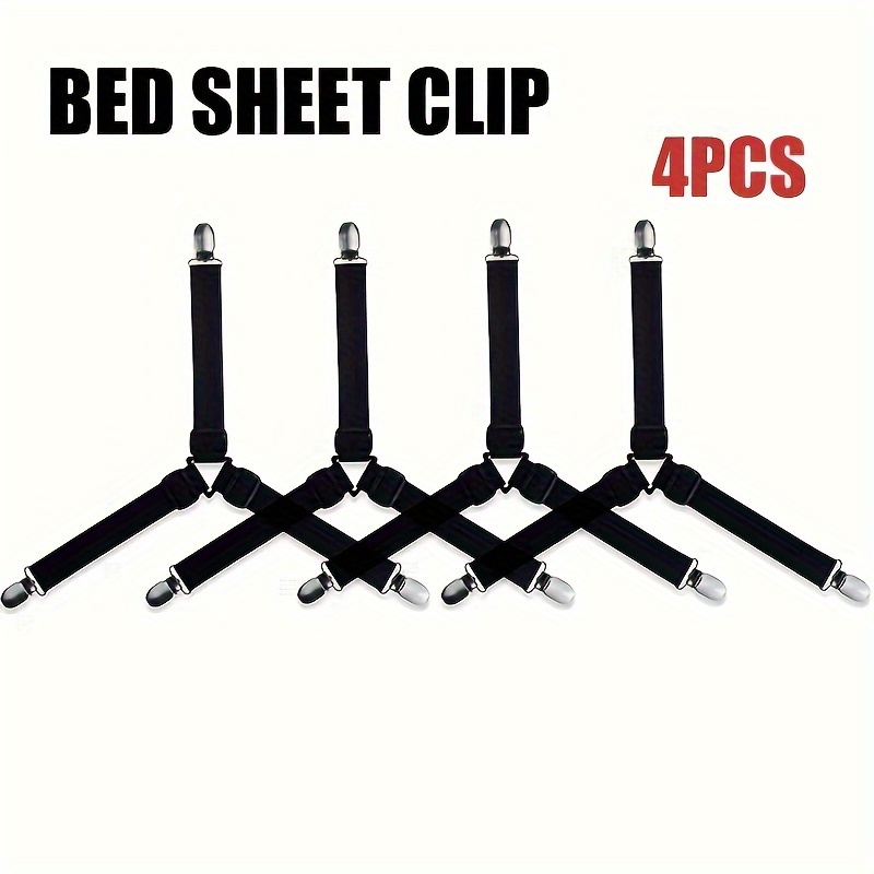 4pcs Adjustable Bed Sheet Fasteners, Comforter Grippers, Slipresistant Nylon Clips For Bedding