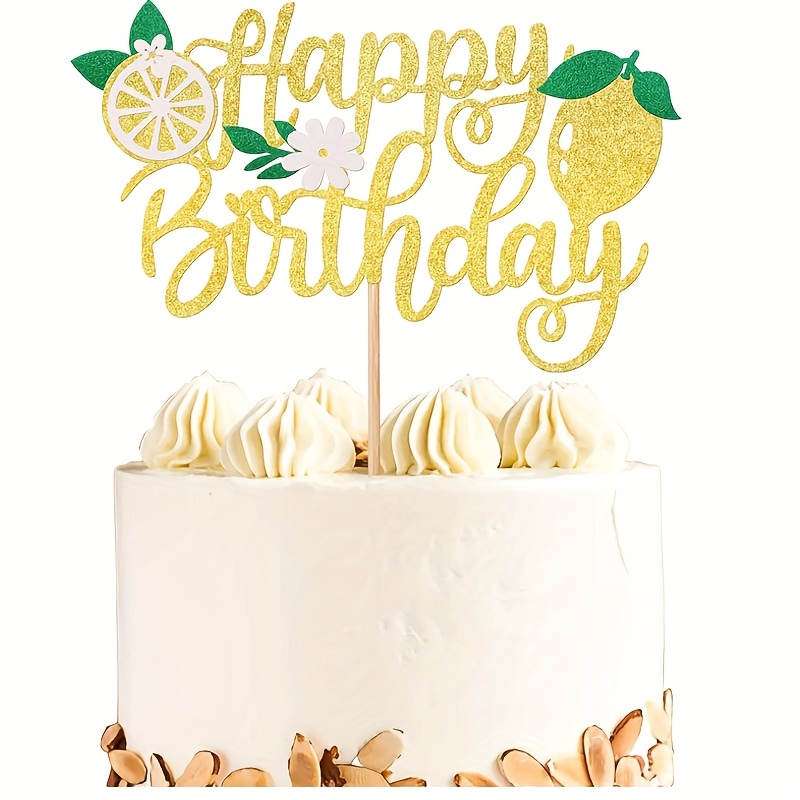 Image of 1pc Pack Birthday Cake Topper Glitter Flower Crab Palm Leaf Surfboard Cake Pick For Beach Surfing Hawaii Luau Theme Baby Shower Birthday Party Cake Decorations