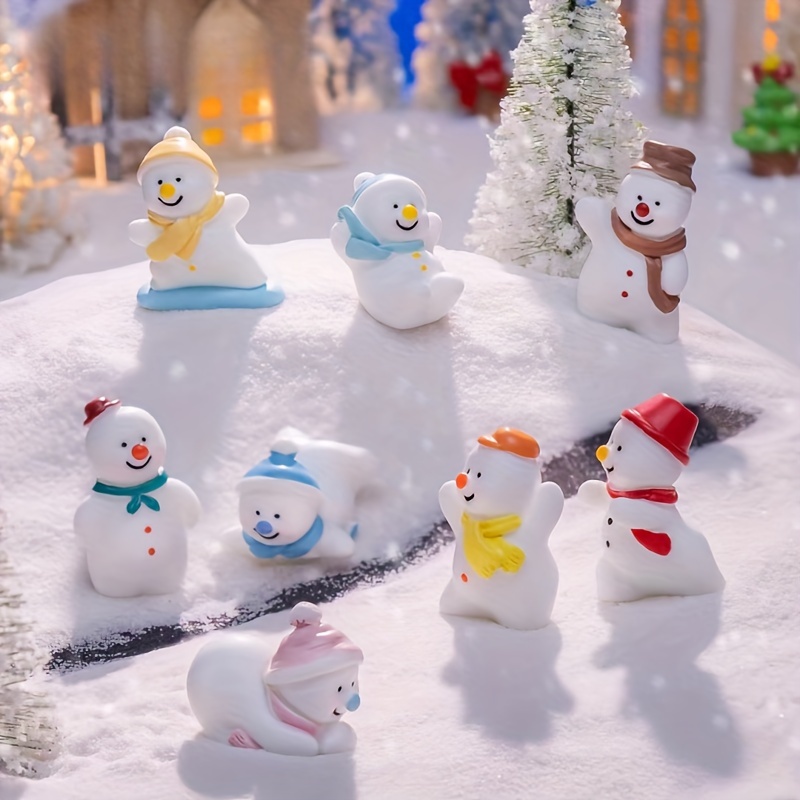 

8pcs Snowman Figurine Set - Christmas Ornaments Intricate For Decor, For , , Or Entryway, To