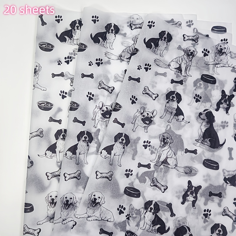 10/20/35 Sheets - Cute Puppy Pattern Semi-transparent Thin Paper - 20*14 Inches Thin Paper - Suitable For Gift Wrapping, Wine Bottles, Birthday Decorations, Halloween And Christmas, Winter Events