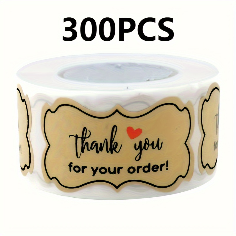 TEMU 300-pack Kraft Thank You Stickers With Heart, 2 Inch Small Business Label Tags For Gifts, Shopping & Packaging