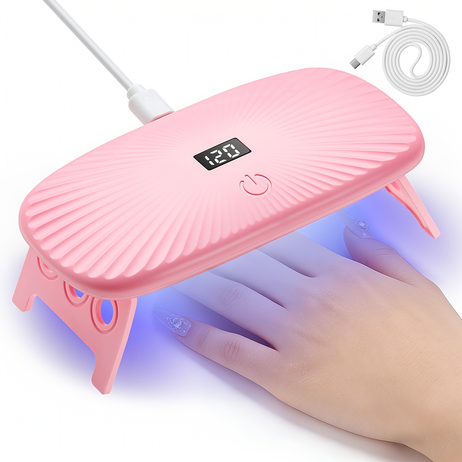 TEMU Lampe LED Pliable pour Séchage de Vernis à , 12 LED, Séchoir à Ongles Professionnel avec Minuterie, 4 Réglages de Minuterie, Outils de Manucure