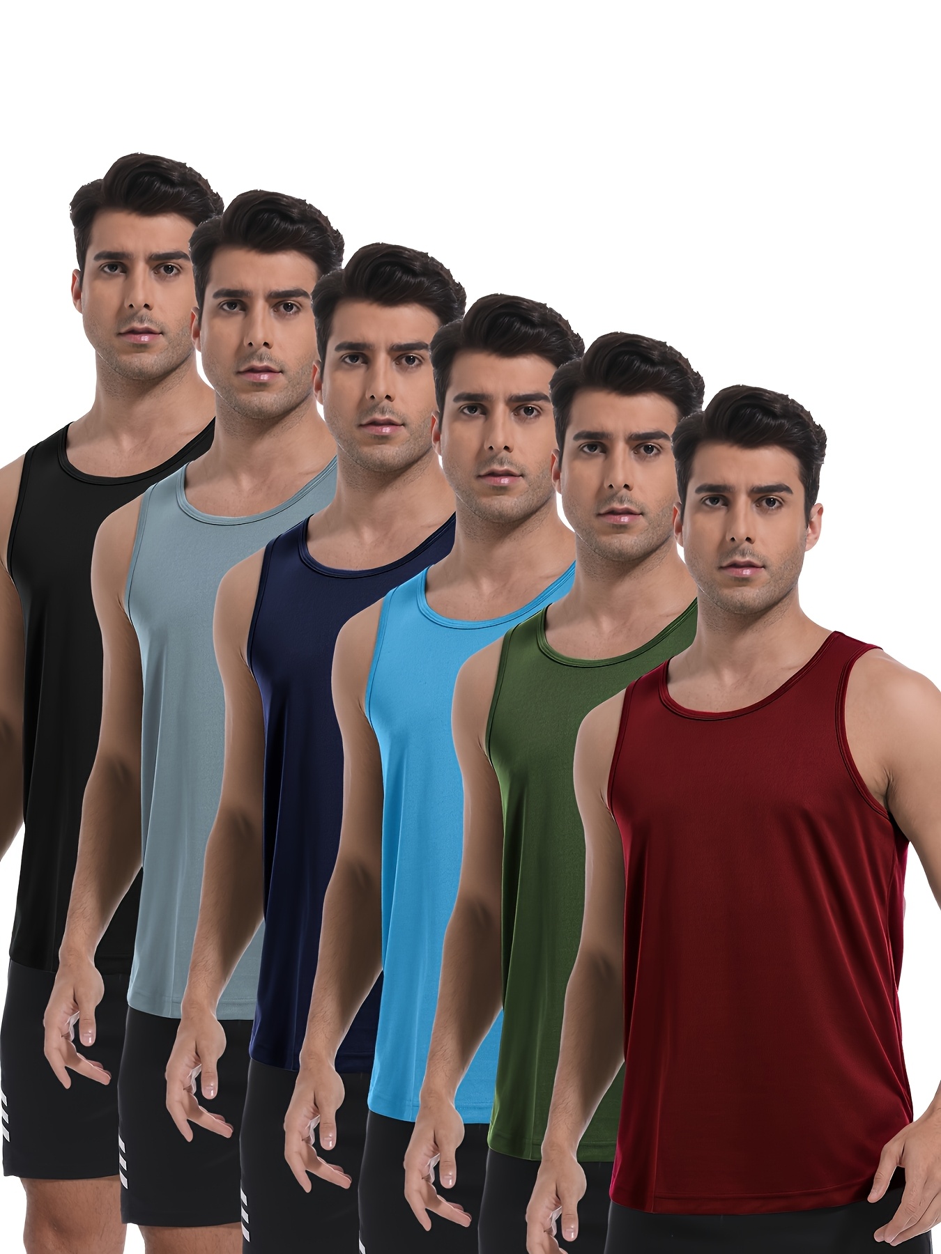   6 pack mens tank top sleeveless quick dry t shirt for running   breathable vest tops